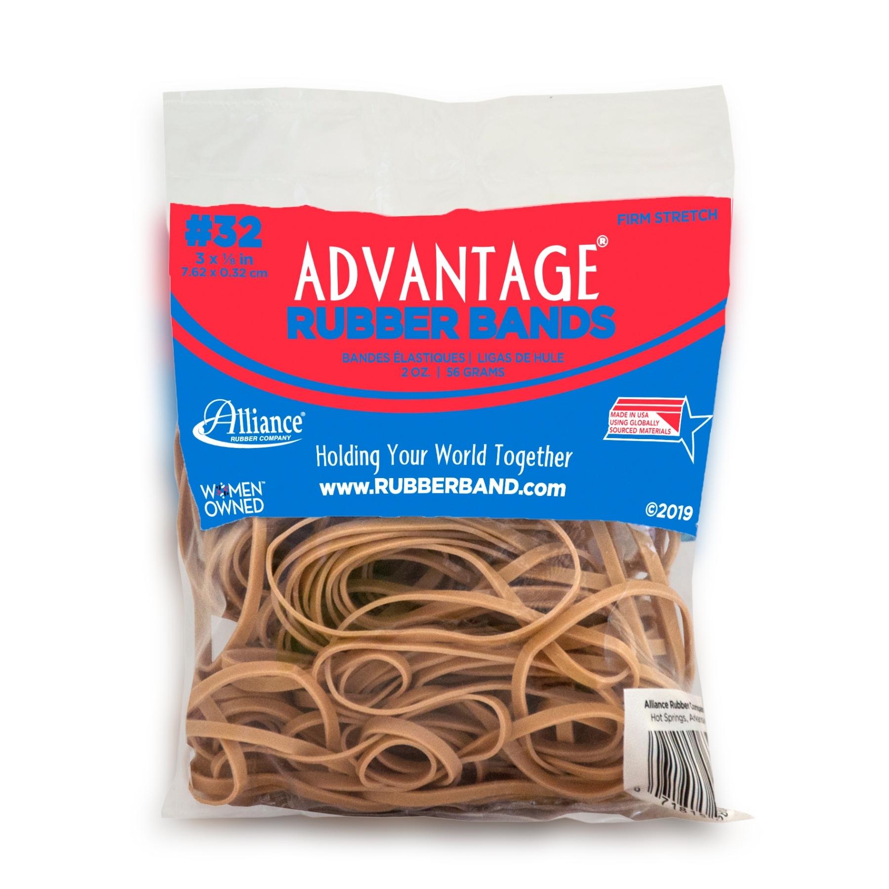 Alliance Rubber 26169 Advantage Rubber Bands Size #16 2 1/2 x 1/16, Natural Crepe 1/4 lb Box Contains Approx 450 Bands 